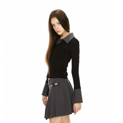 Ada Striped Contrast Collared Blouse-korean-fashion-Blouse-Ada's Closet-OH Garments