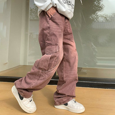 Holo Washed Cargo Style Jeans-korean-fashion-Jeans-Holo's Closet-OH Garments