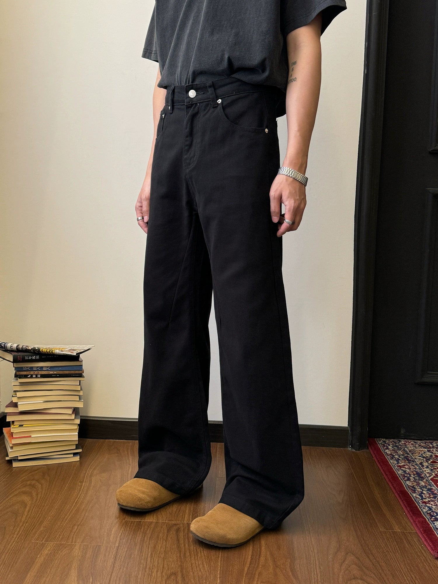 ohgarments nine drape plated ストレートスラックス Nine Plain Loose Straight Fit Jeans