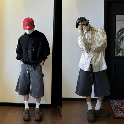 Nine Wide Cut Denim Shorts-korean-fashion-Shorts-Nine's Closet-OH Garments
