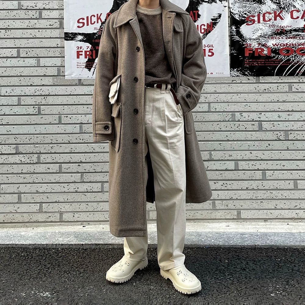 ohotoro dublin coat チャコール OH Drop Shoulder Long Coat
