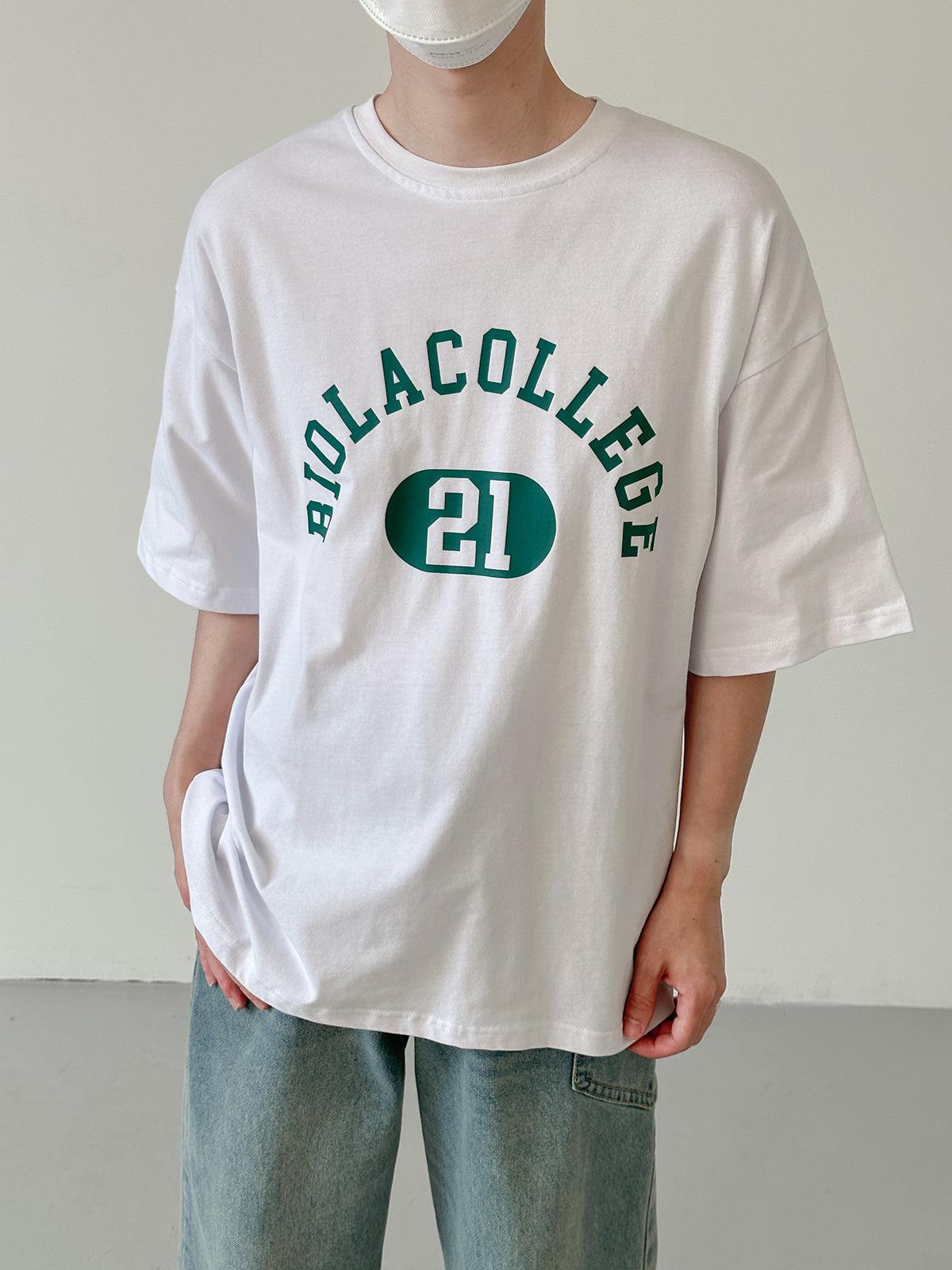 Zhou Biola College 21 Text Print T-Shirt