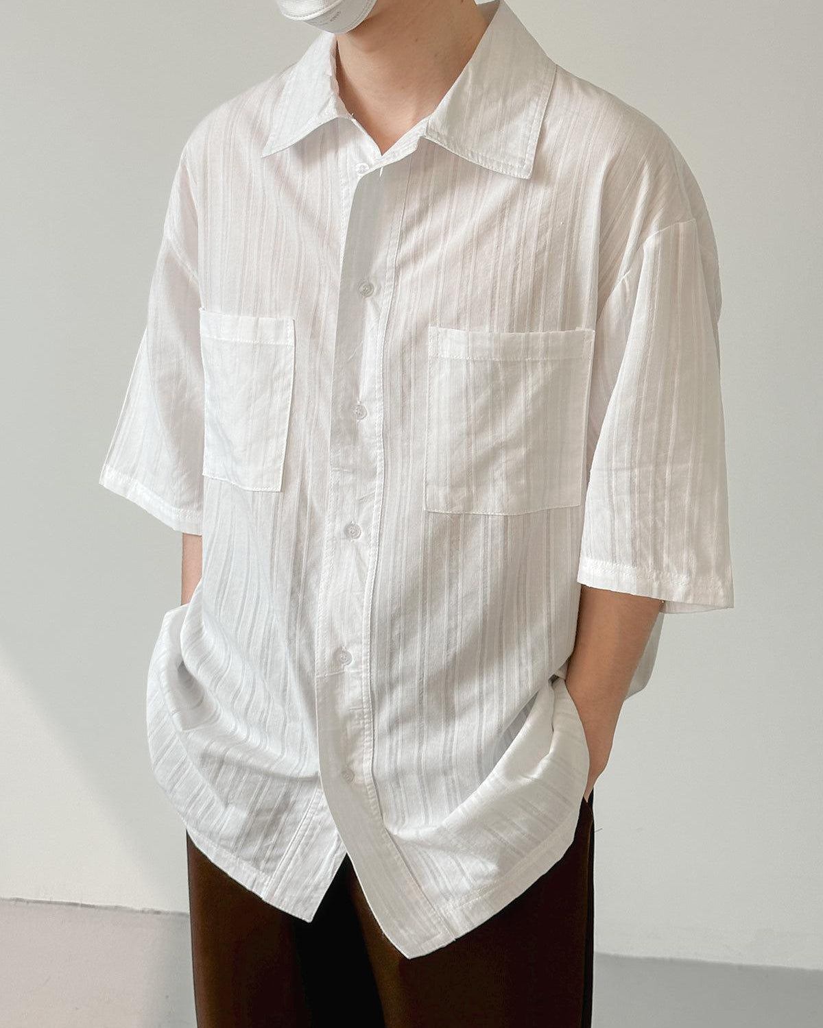 Zhou Breast Pocket Vertical Stripes Shirt