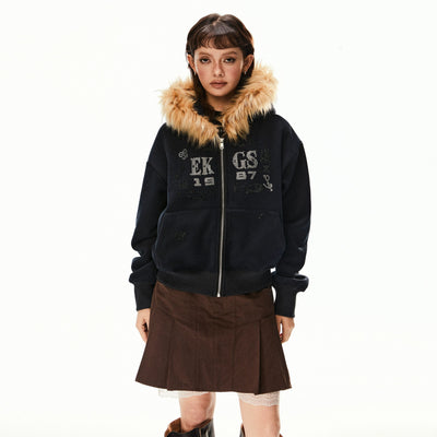 Tom Faux Fur Line Comfty Hoodie