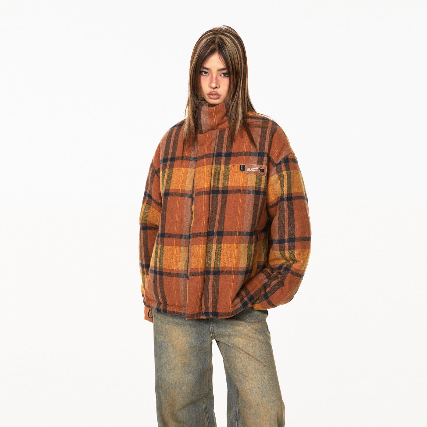 BB Plaid Pattern Comfty Puffer Jacket