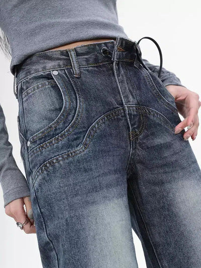 Lazy Washed High Waist Jeans