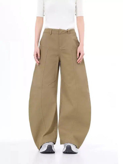 Lazy Curve Cut Plain Color Pants