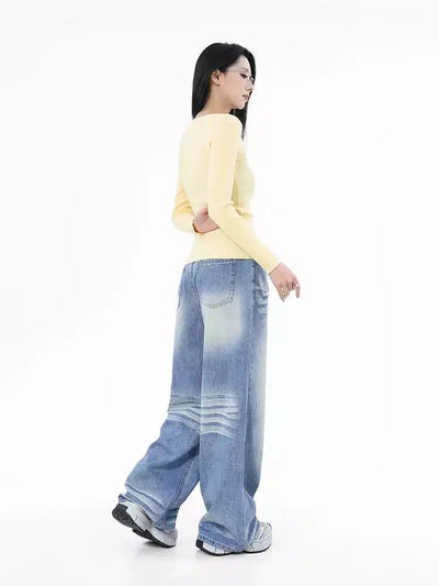 Lazy Fade Highlight Straight Jeans