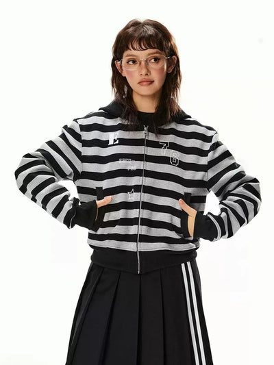 Tom Striped and Zippered Hoodie