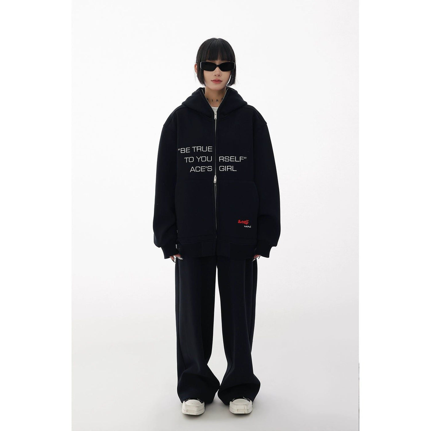 Ace Casual Lettered Zip-Up Hoodie & Loose Sweatpants Set-korean-fashion-Clothing Set-Ace's Closet-OH Garments