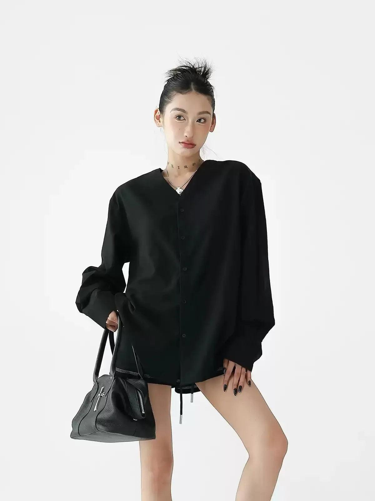 Ace Chic V-Neck Shirt-korean-fashion-Shirt-Ace's Closet-OH Garments