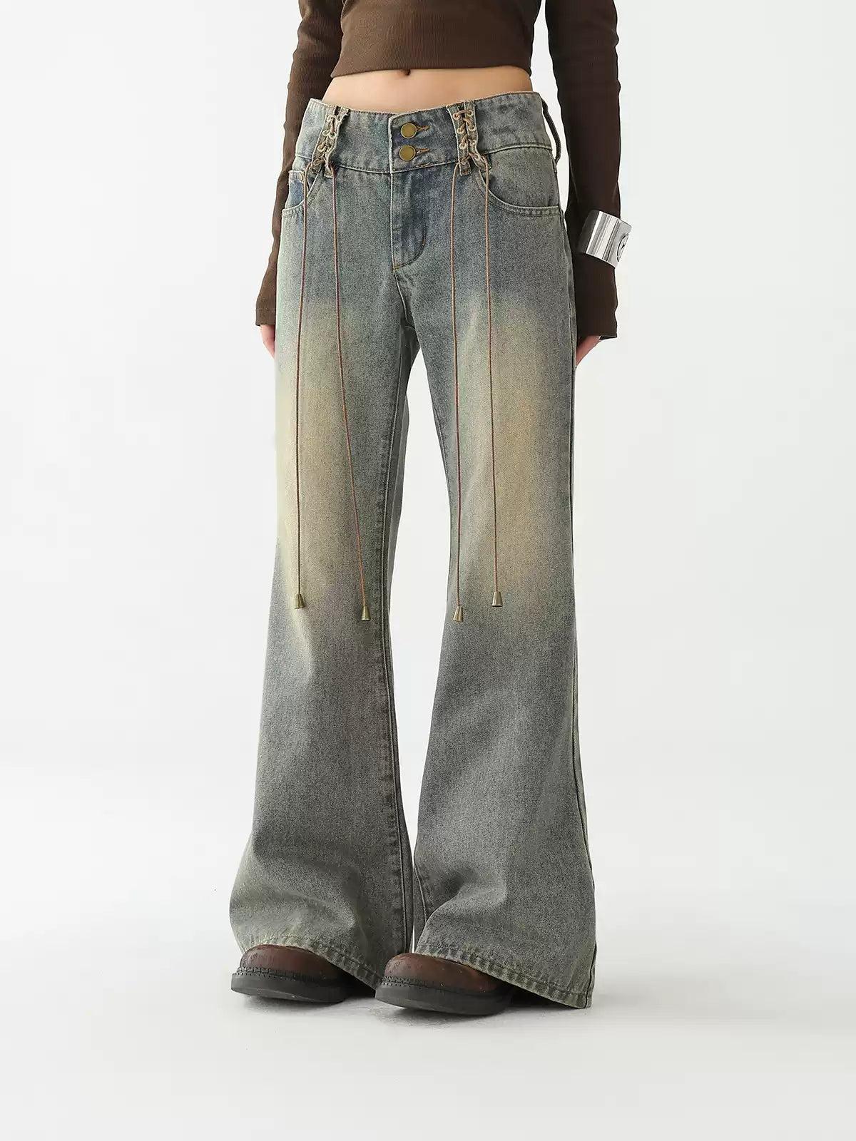 Ace Dangling String Flared Jeans-korean-fashion-Jeans-Ace's Closet-OH Garments