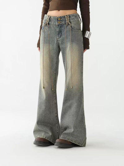 Ace Dangling String Flared Jeans-korean-fashion-Jeans-Ace's Closet-OH Garments