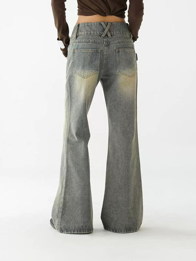 Ace Dangling String Flared Jeans-korean-fashion-Jeans-Ace's Closet-OH Garments