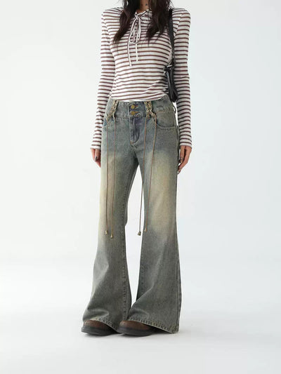 Ace Dangling String Flared Jeans-korean-fashion-Jeans-Ace's Closet-OH Garments