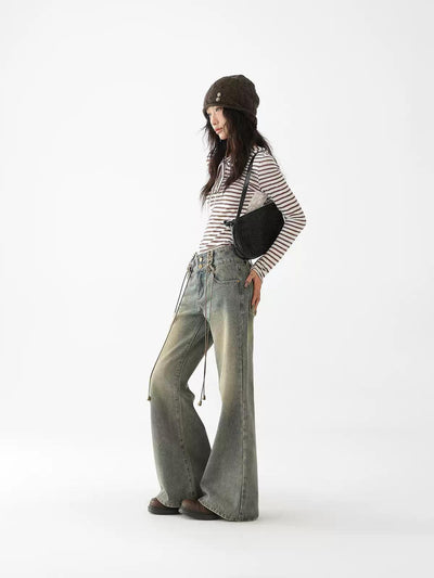 Ace Dangling String Flared Jeans-korean-fashion-Jeans-Ace's Closet-OH Garments