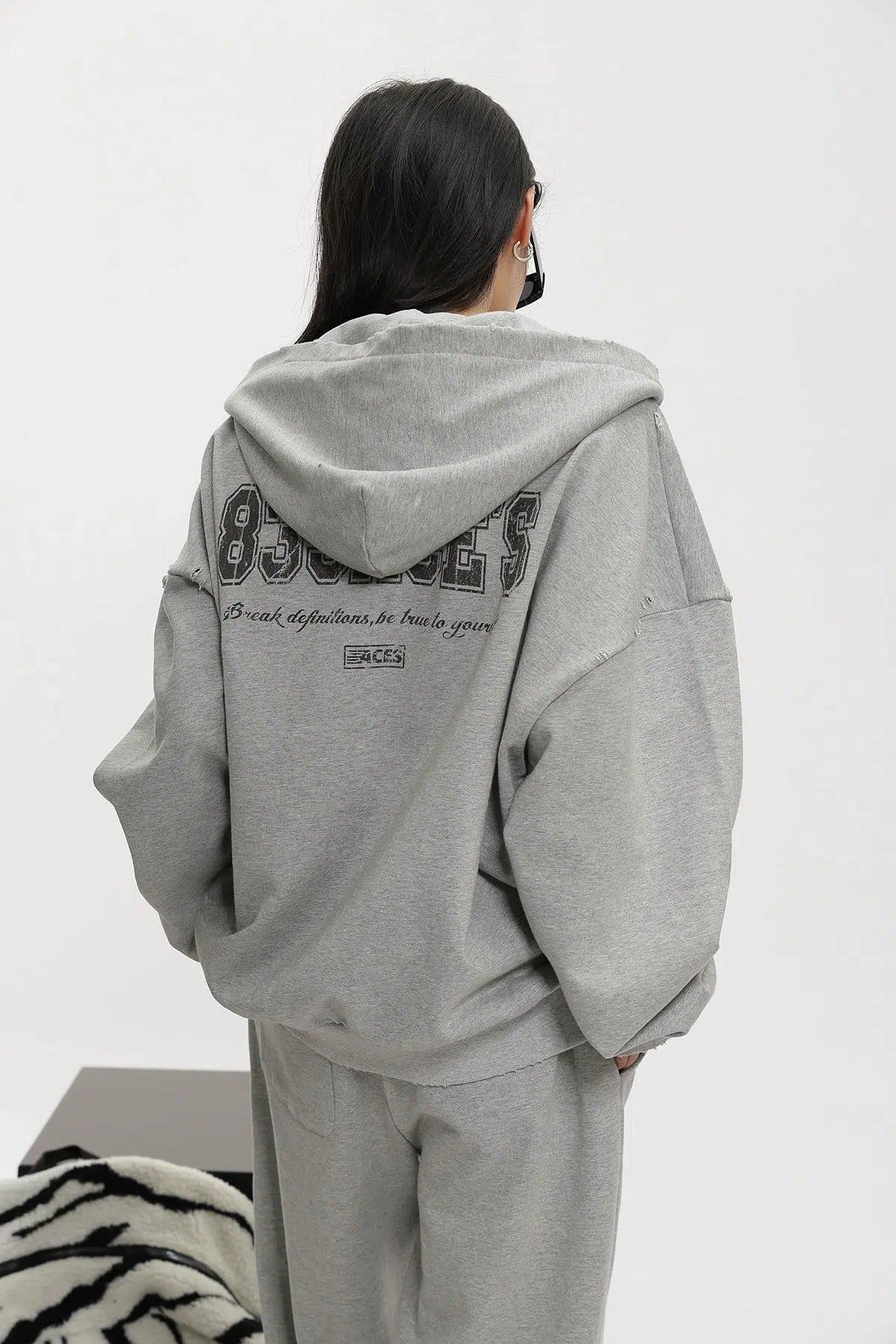 Ace Distressed Lettered Zip-Up Hoodie & Casual Sweatpants Set-korean-fashion-Clothing Set-Ace's Closet-OH Garments