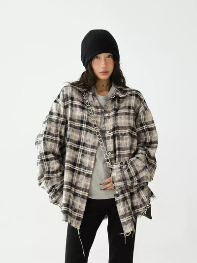 Ace Distressed Plaid Buttoned Shirt-korean-fashion-Shirt-Ace's Closet-OH Garments