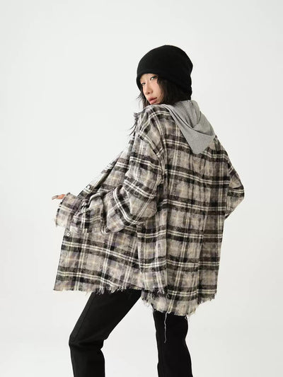 Ace Distressed Plaid Buttoned Shirt-korean-fashion-Shirt-Ace's Closet-OH Garments