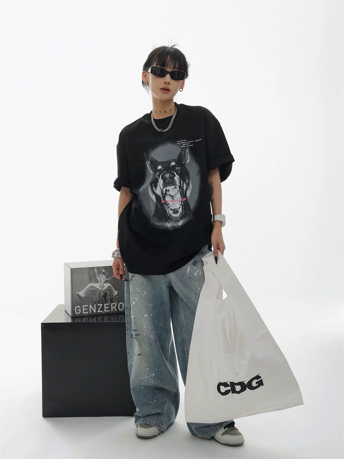 Ace Dog Graphic Loose T-Shirt-korean-fashion-T-Shirt-Ace's Closet-OH Garments