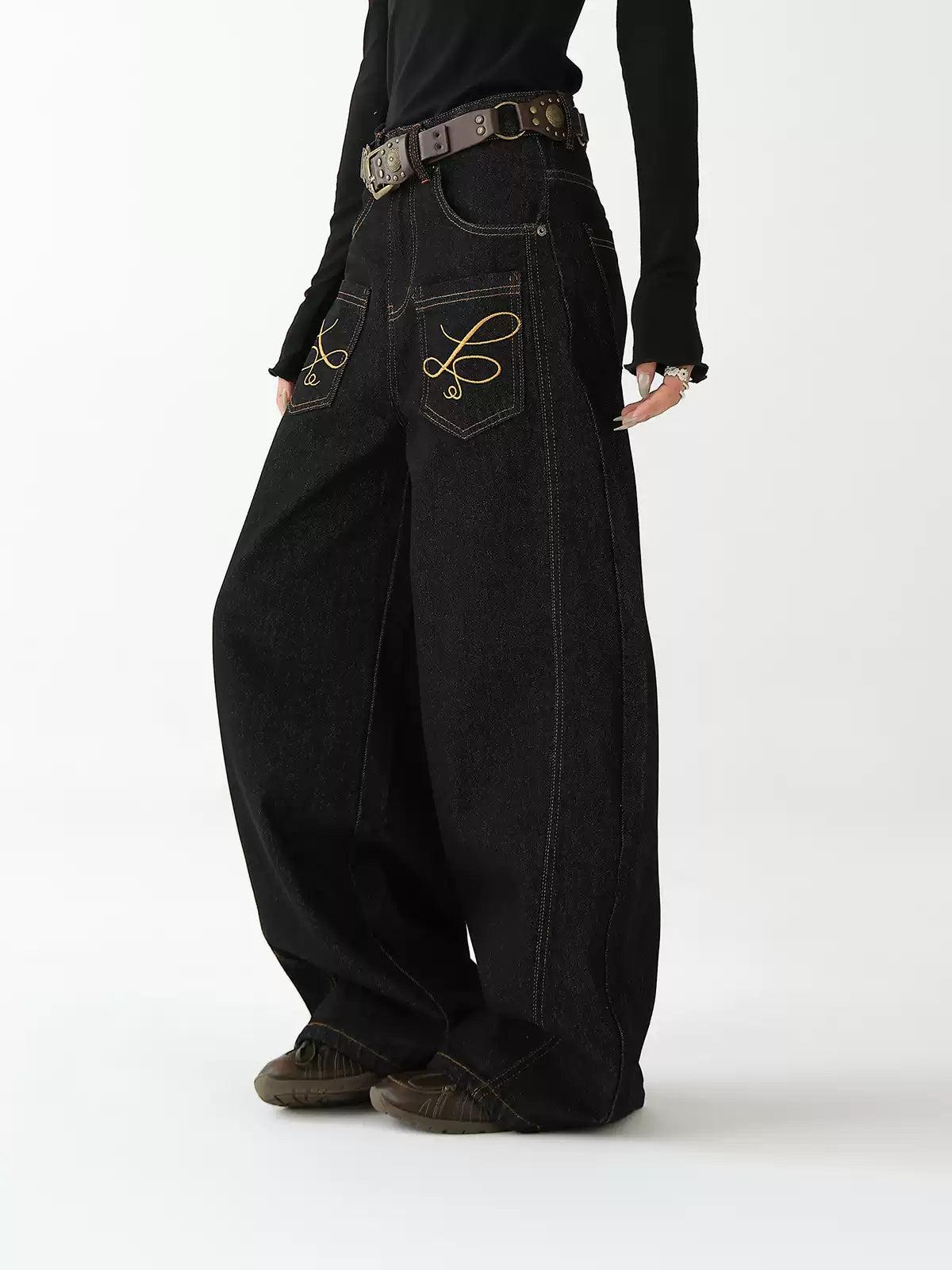 Ace Embroidered Front Pockets Jeans-korean-fashion-Jeans-Ace's Closet-OH Garments