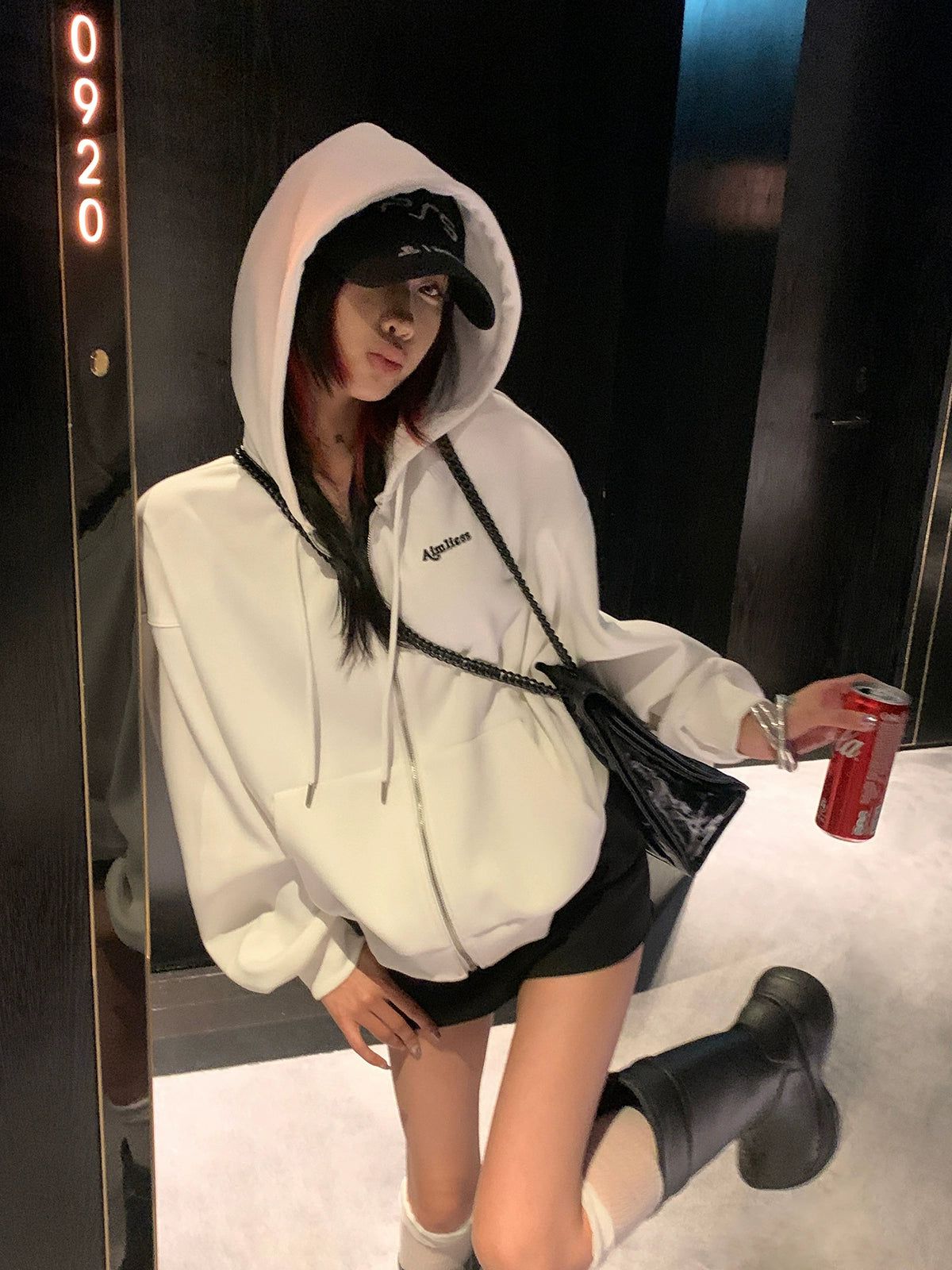 Ace Embroidered Logo Zip-Up Hoodie-korean-fashion-Hoodie-Ace's Closet-OH Garments