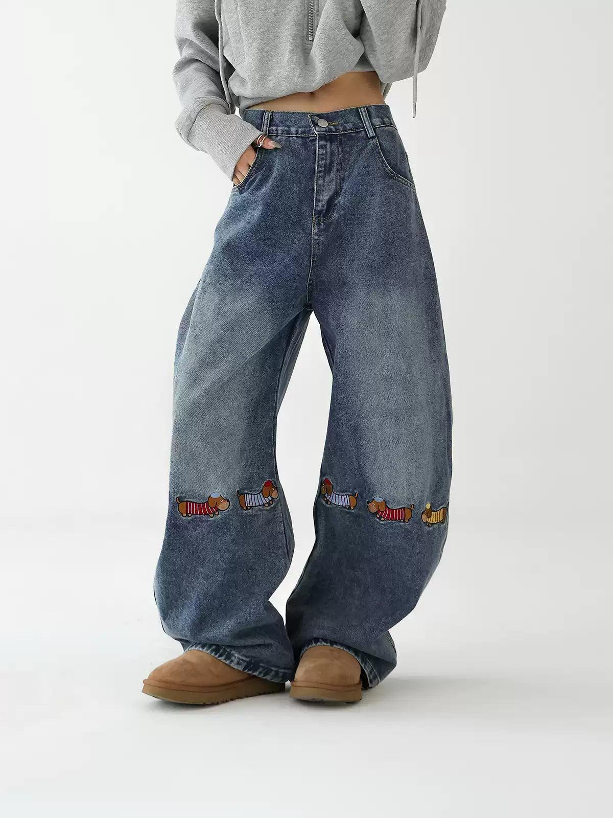 Ace Faded Embroidered Straight Jeans-korean-fashion-Jeans-Ace's Closet-OH Garments