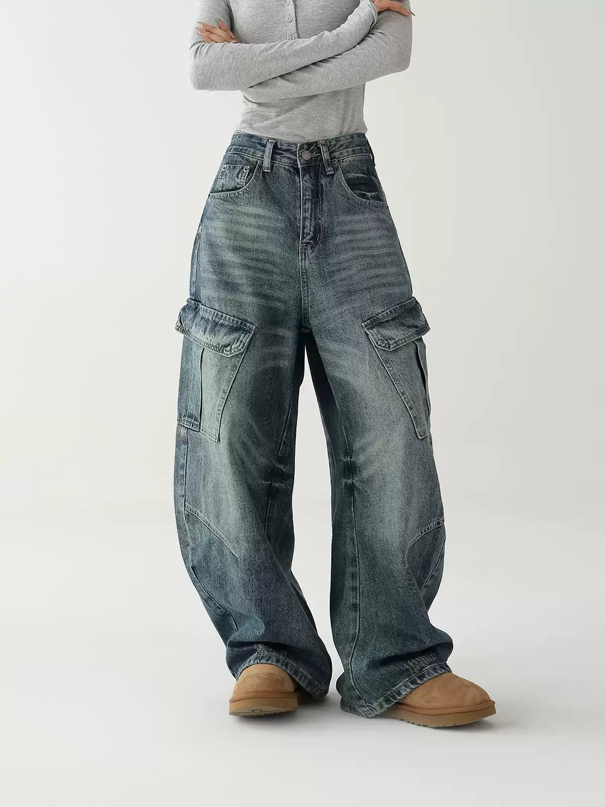 Ace Faded Whisker Lines Cargo Jeans-korean-fashion-Jeans-Ace's Closet-OH Garments