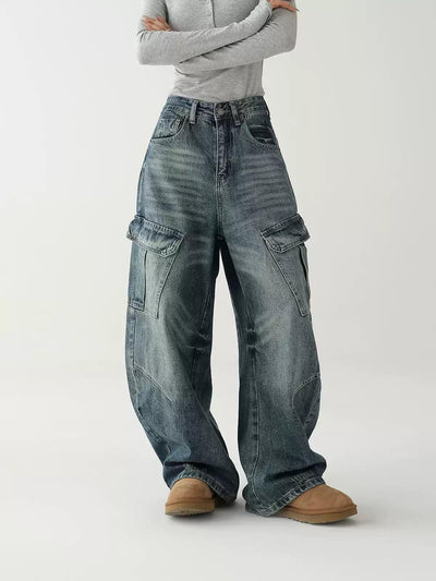 Ace Faded Whisker Lines Cargo Jeans-korean-fashion-Jeans-Ace's Closet-OH Garments