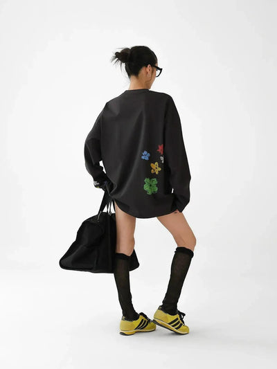 Ace Graffiti Print Long Sleeve T-Shirt-korean-fashion-T-Shirt-Ace's Closet-OH Garments