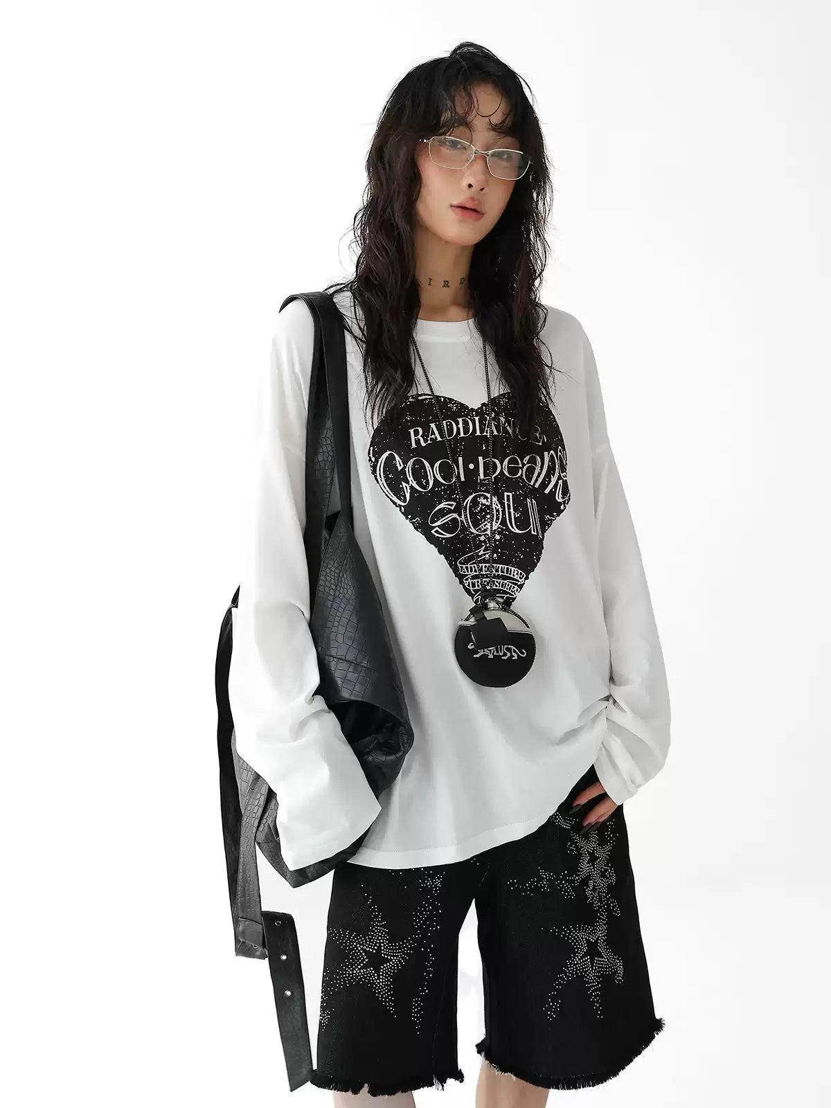 Ace Heart Shaped Graphic Long Sleeve T-Shirt-korean-fashion-T-Shirt-Ace's Closet-OH Garments