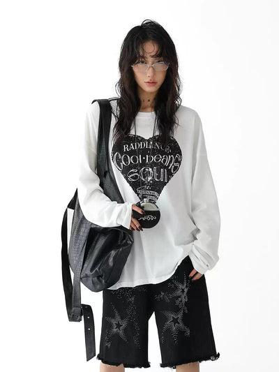 Ace Heart Shaped Graphic Long Sleeve T-Shirt-korean-fashion-T-Shirt-Ace's Closet-OH Garments