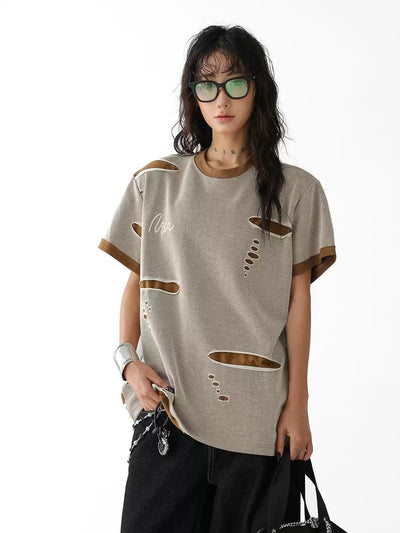 Ace Layered Distressed Details T-Shirt-korean-fashion-T-Shirt-Ace's Closet-OH Garments
