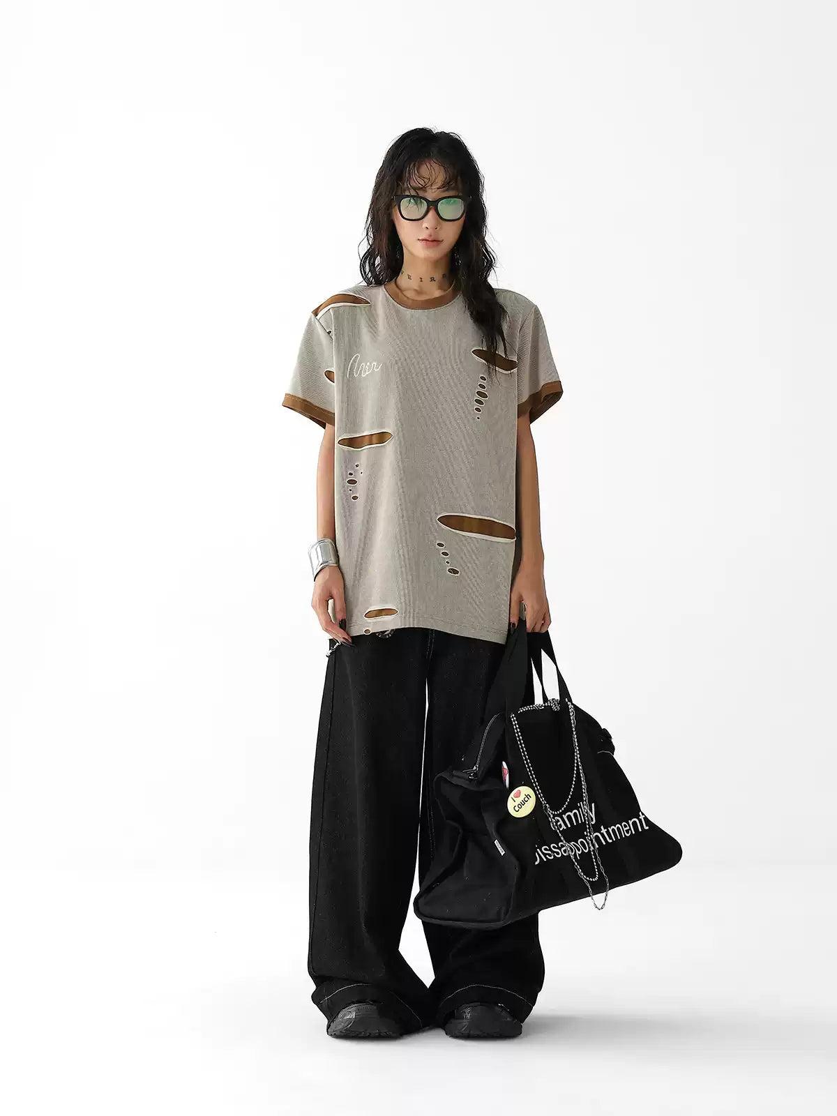 Ace Layered Distressed Details T-Shirt-korean-fashion-T-Shirt-Ace's Closet-OH Garments