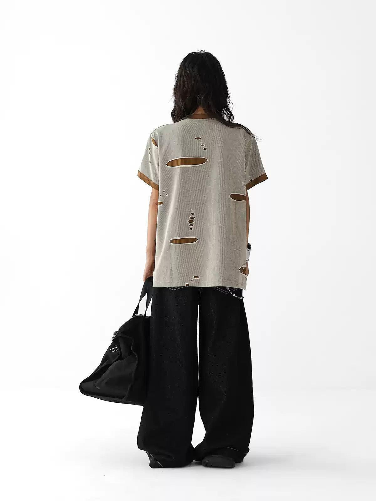 Ace Layered Distressed Details T-Shirt-korean-fashion-T-Shirt-Ace's Closet-OH Garments