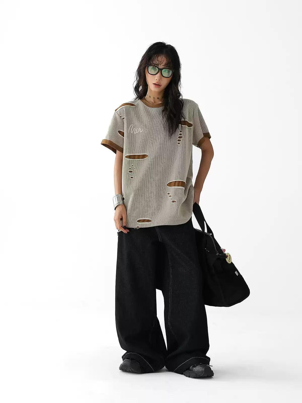 Ace Layered Distressed Details T-Shirt-korean-fashion-T-Shirt-Ace's Closet-OH Garments