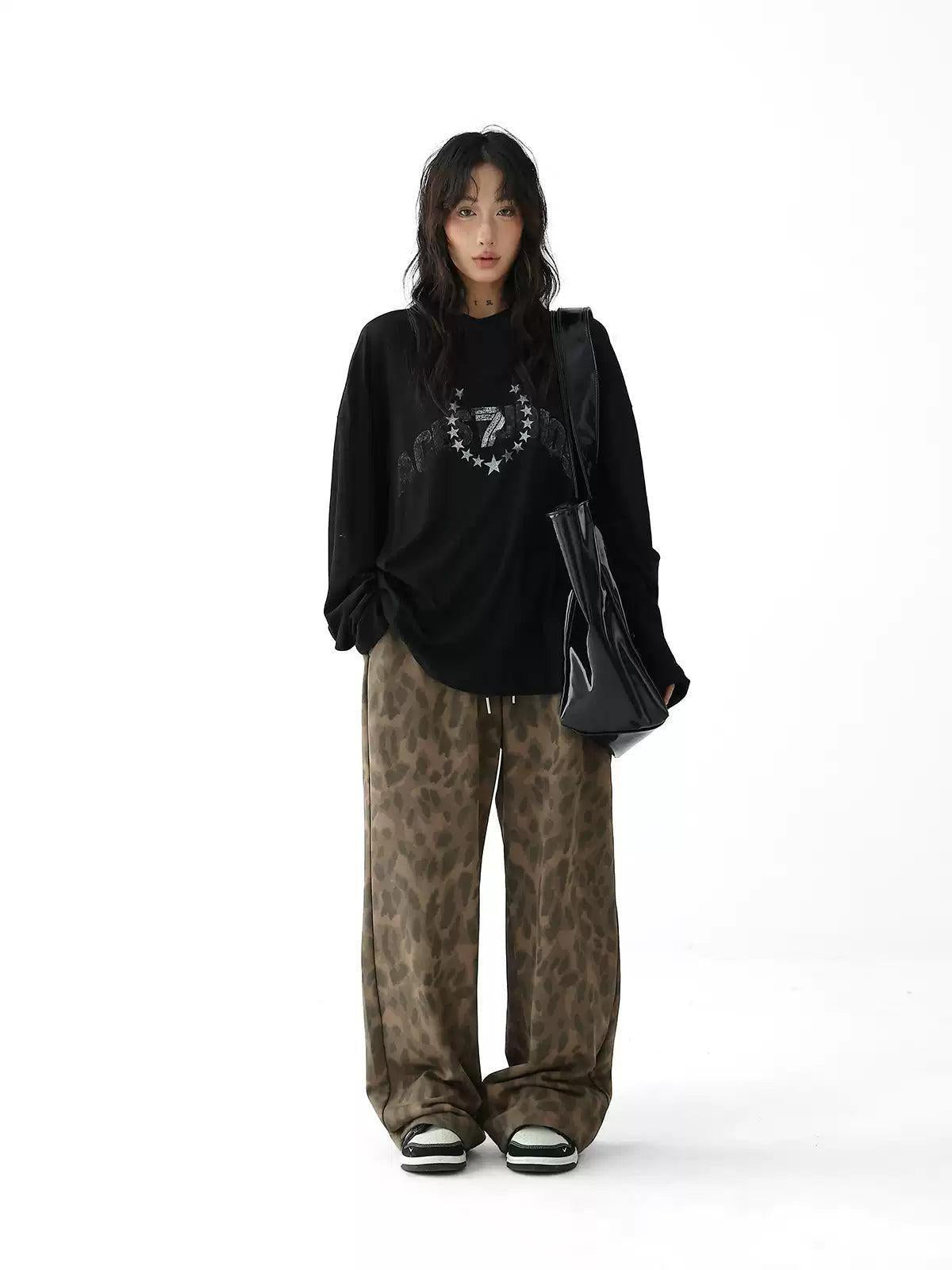 Ace Lettered & Stars Graphic Long Sleeve T-Shirt-korean-fashion-T-Shirt-Ace's Closet-OH Garments