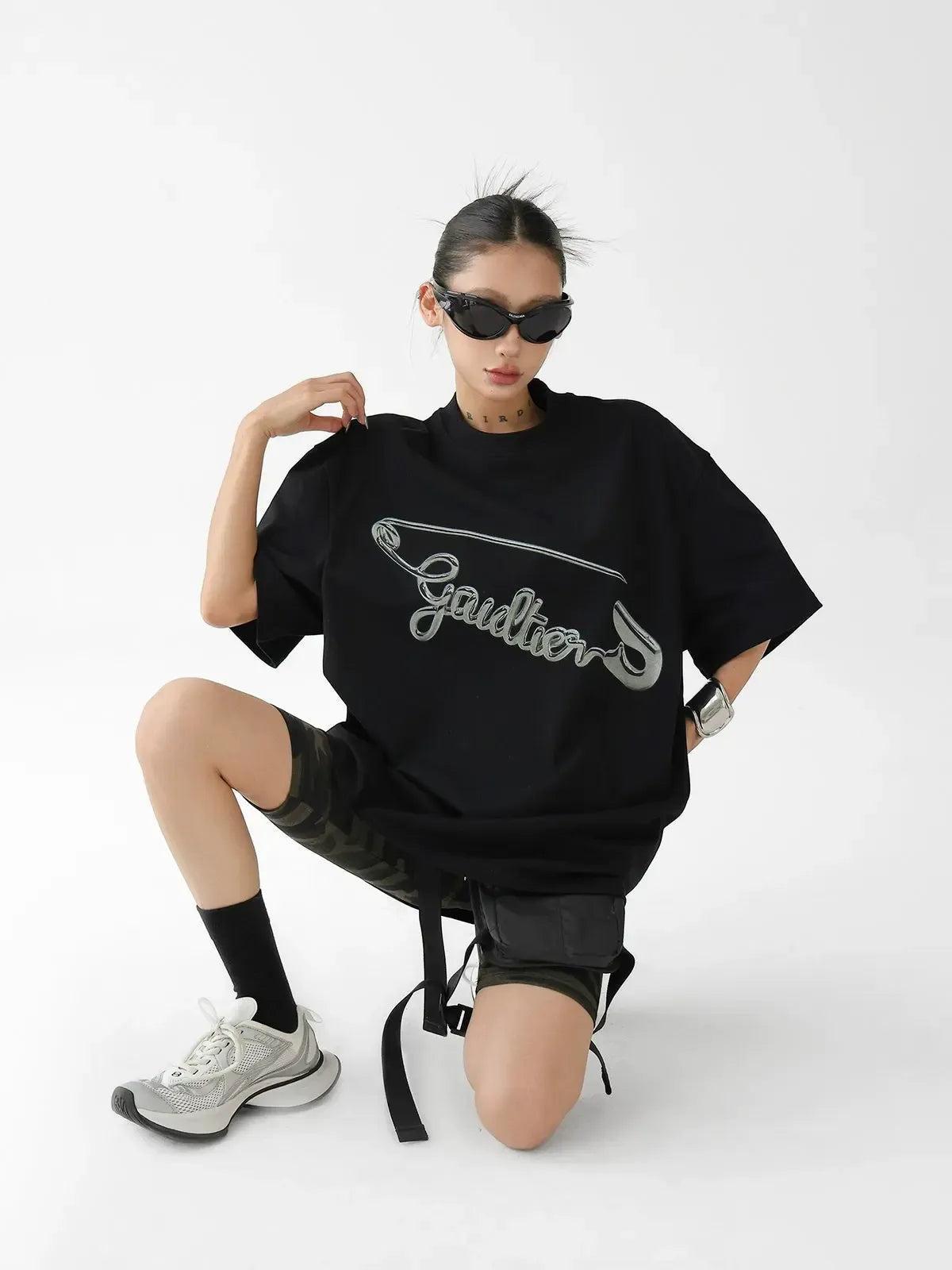 Ace Metal Pin Graphic T-Shirt-korean-fashion-T-Shirt-Ace's Closet-OH Garments