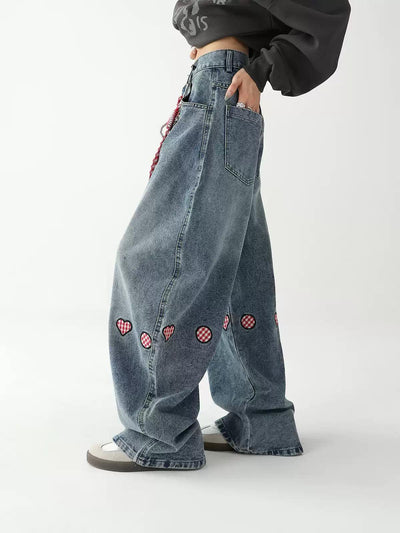 Ace Mini Stickers Barrel Leg Jeans-korean-fashion-Jeans-Ace's Closet-OH Garments