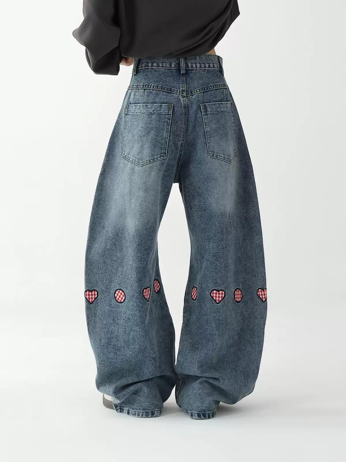 Ace Mini Stickers Barrel Leg Jeans-korean-fashion-Jeans-Ace's Closet-OH Garments