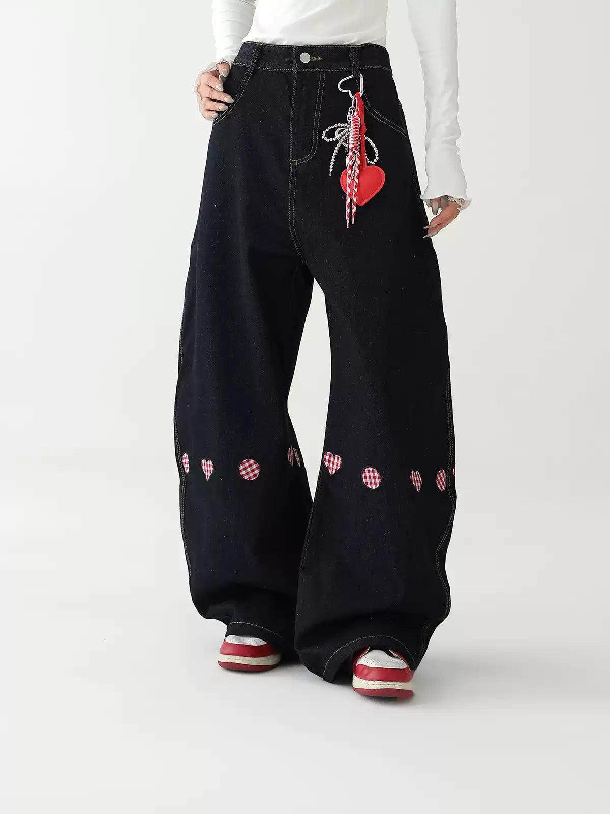 Ace Mini Stickers Barrel Leg Jeans-korean-fashion-Jeans-Ace's Closet-OH Garments