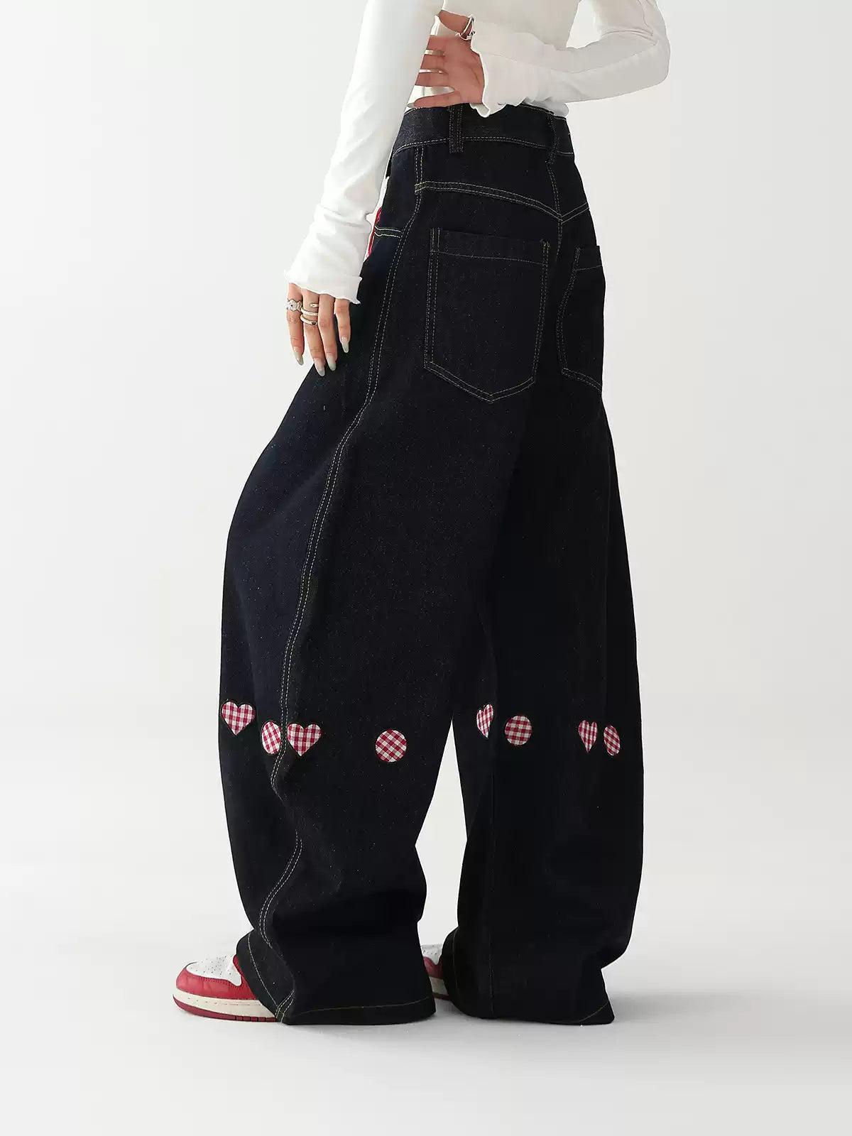 Ace Mini Stickers Barrel Leg Jeans-korean-fashion-Jeans-Ace's Closet-OH Garments