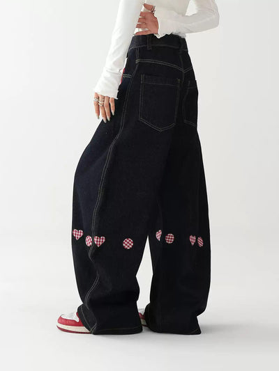 Ace Mini Stickers Barrel Leg Jeans-korean-fashion-Jeans-Ace's Closet-OH Garments