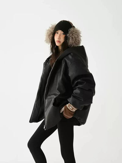 Ace Oversized Hooded PU Leather Puffer Jacket-korean-fashion-Jacket-Ace's Closet-OH Garments