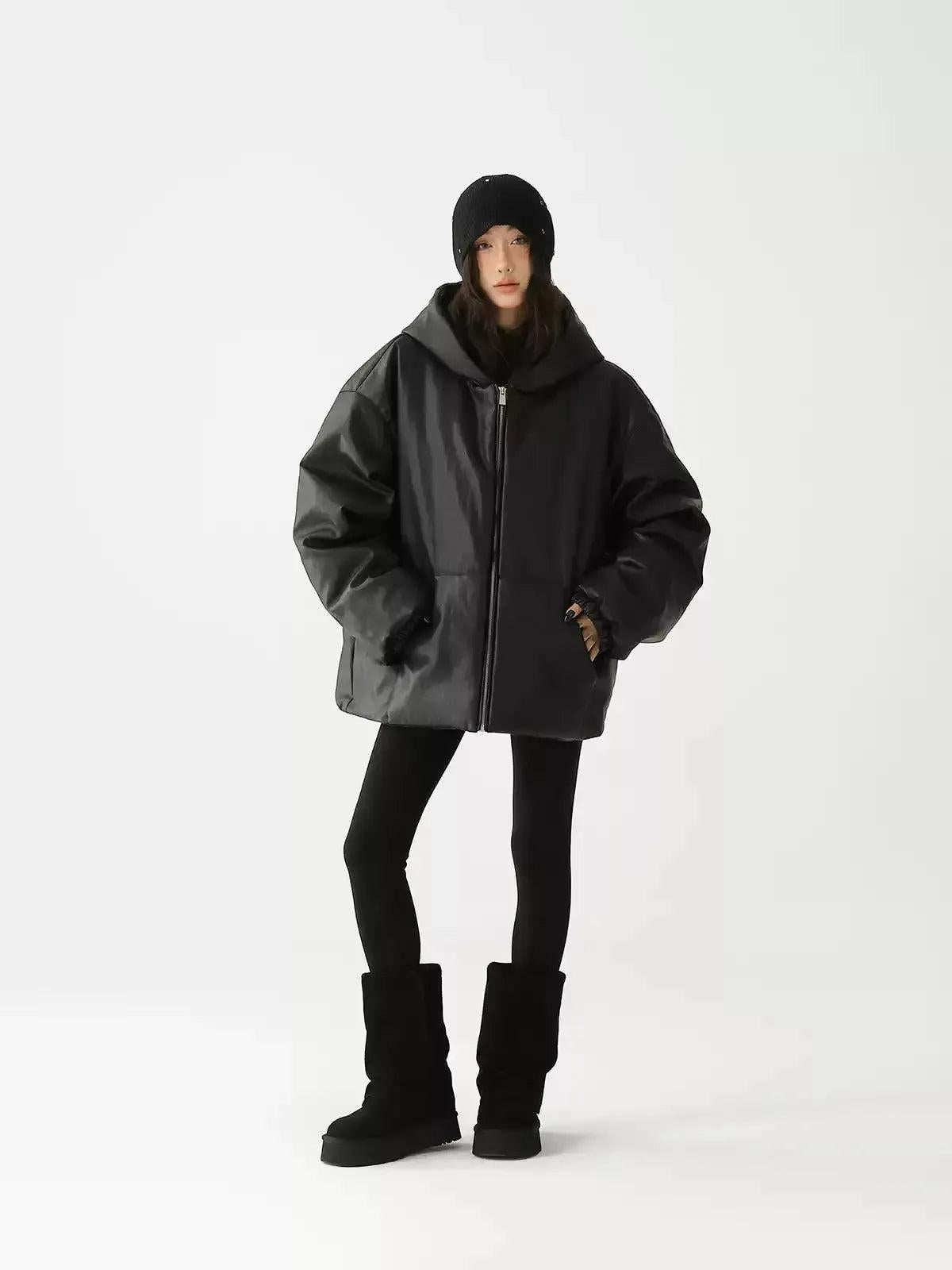 Ace Oversized Hooded PU Leather Puffer Jacket-korean-fashion-Jacket-Ace's Closet-OH Garments