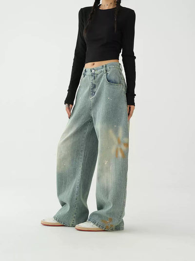 Ace Paint Smudges Faded Jeans-korean-fashion-Jeans-Ace's Closet-OH Garments