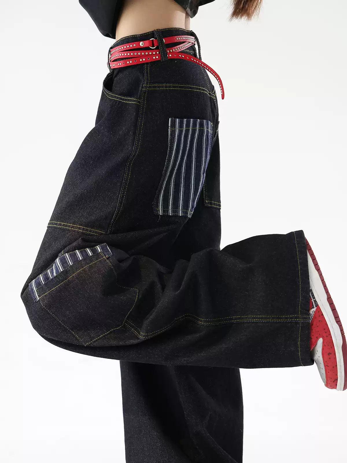 Ace Patched Pockets Barrel Leg Jeans-korean-fashion-Jeans-Ace's Closet-OH Garments