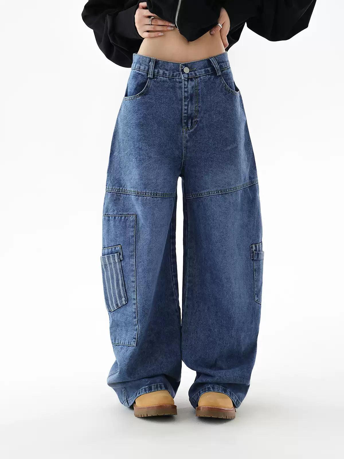 Ace Patched Pockets Barrel Leg Jeans-korean-fashion-Jeans-Ace's Closet-OH Garments