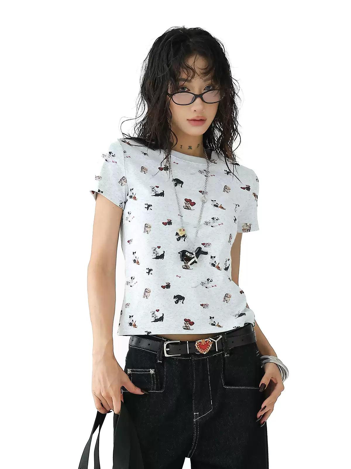 Ace Puppy Graphic Print T-Shirt-korean-fashion-T-Shirt-Ace's Closet-OH Garments