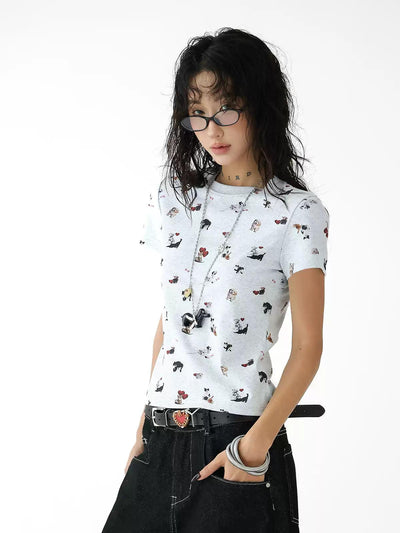 Ace Puppy Graphic Print T-Shirt-korean-fashion-T-Shirt-Ace's Closet-OH Garments